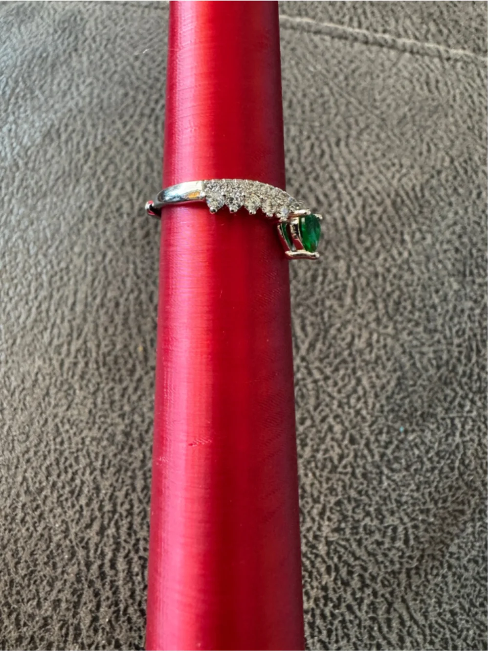 Moissanite Silver Green Heart Ring, Size 7, Adjustable- Brand New - Picture 4 of 4
